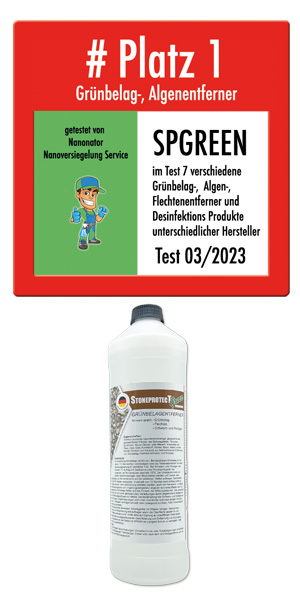 Testsieger Grünbelagentferner, Algen Entferner, Moos Entferner 2023 SPGREEN Konzentrat Cleanglas StoneprotecT